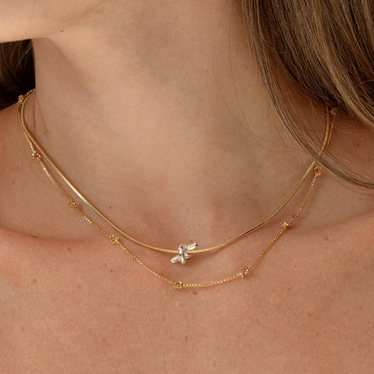TWIST MINIMAL NECKLACE - SILVER & GOLD