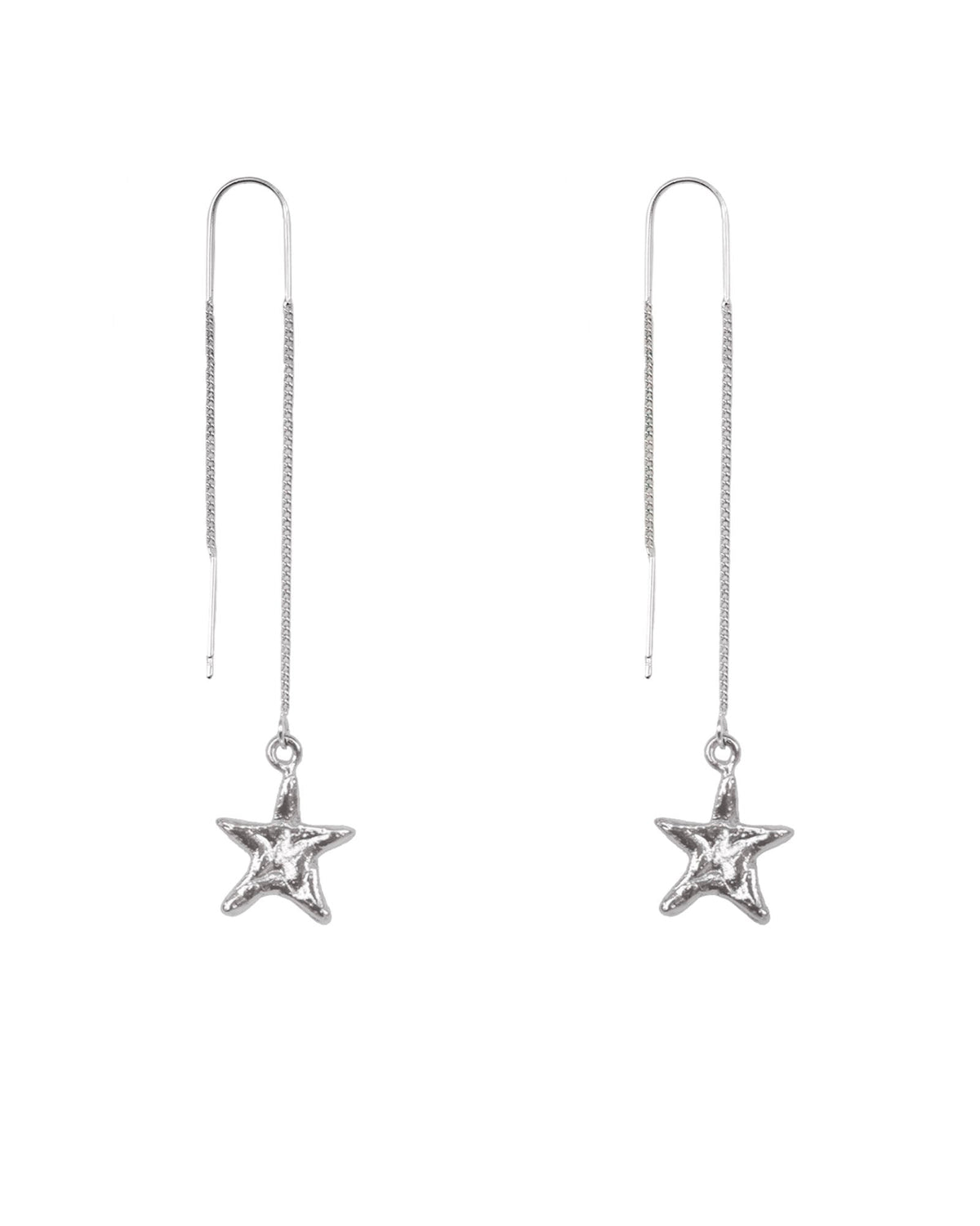 SILVER BRILLI TRIM STICK EARRINGS
