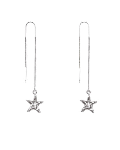 SILVER BRILLI TRIM STICK EARRINGS