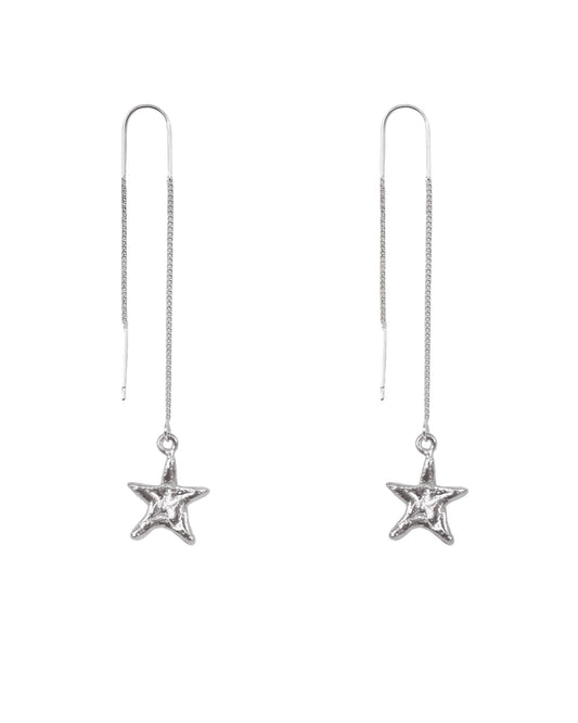 SILVER BRILLI TRIM STICK EARRINGS