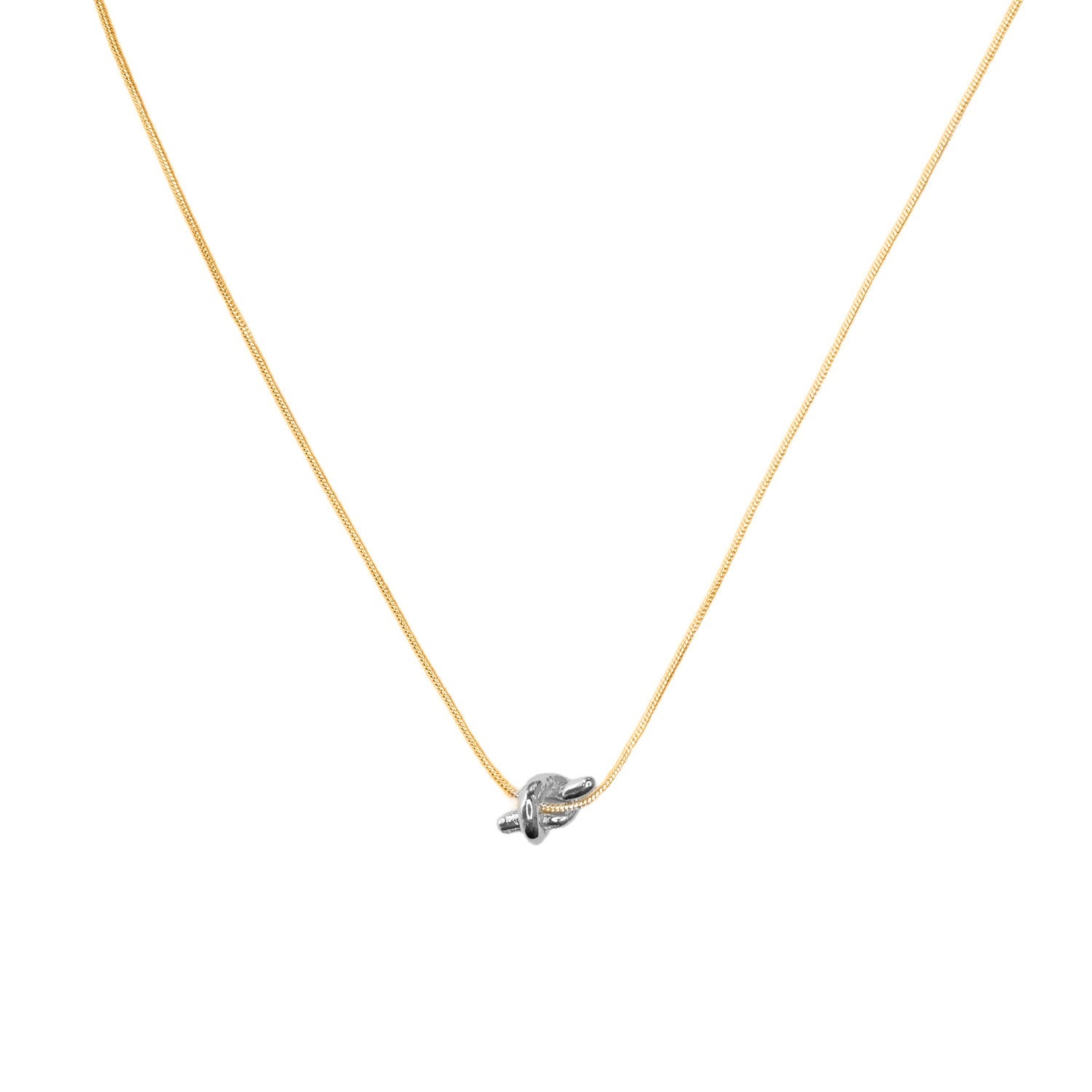 TWIST MINIMAL NECKLACE - SILVER  &  GOLD