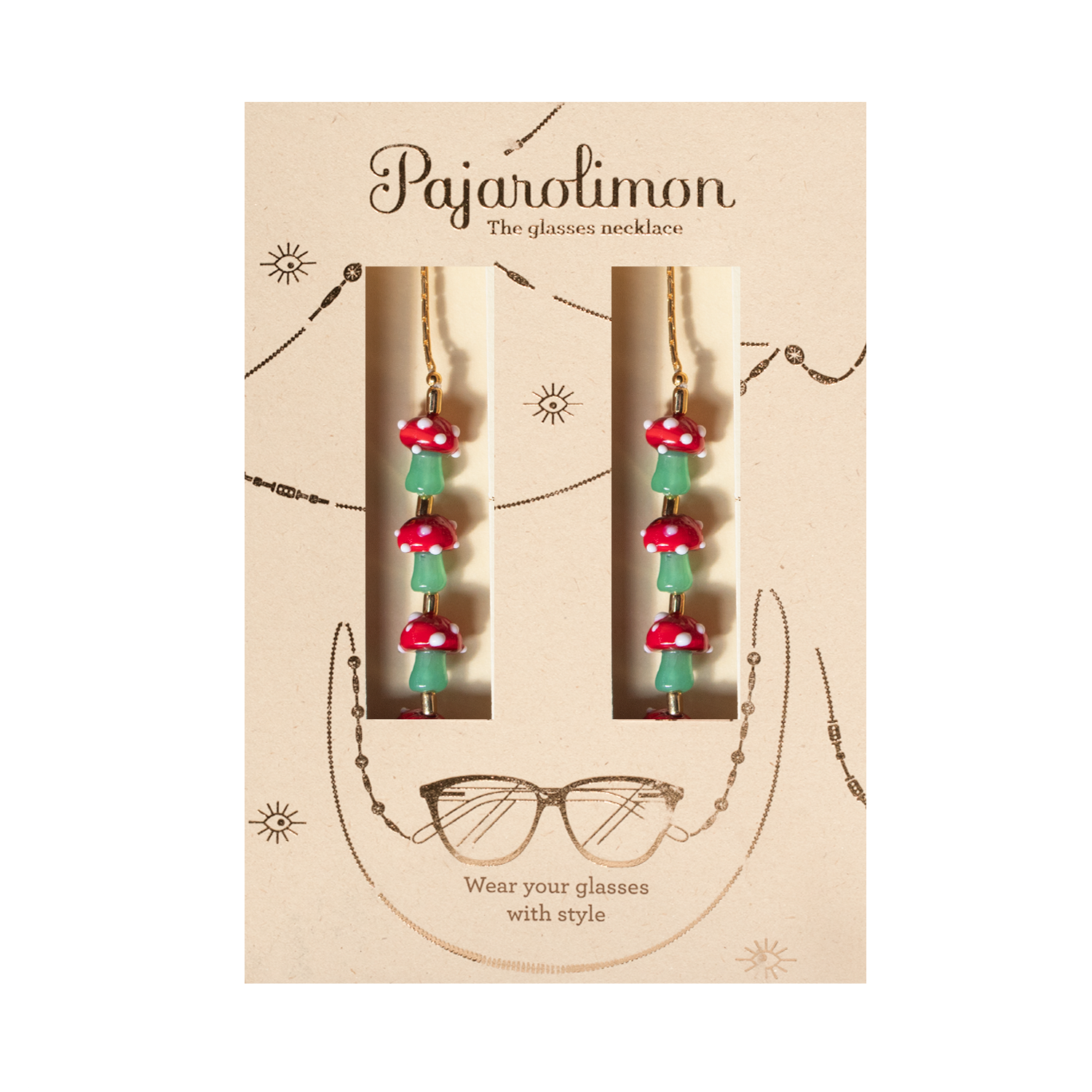 CADENA GAFAS MUSHROOM GREEN