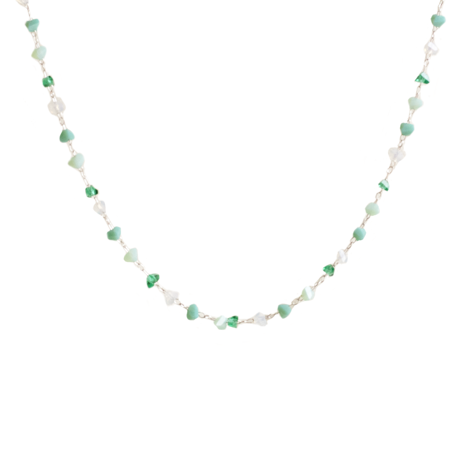 CRISTAL NECKLACE GREEN SILVER