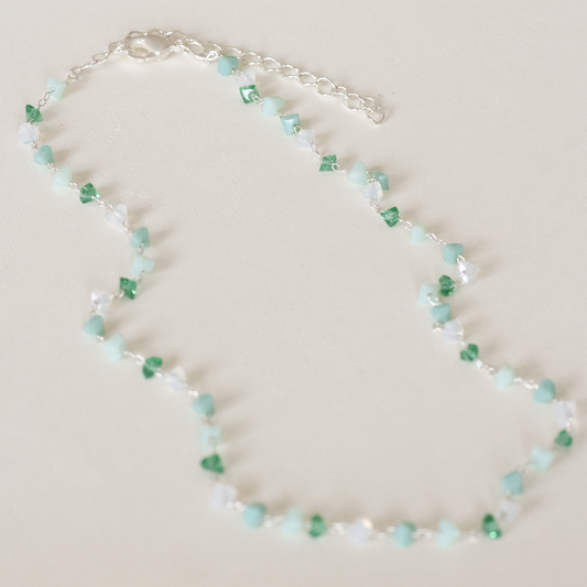 CRISTAL NECKLACE GREEN SILVER