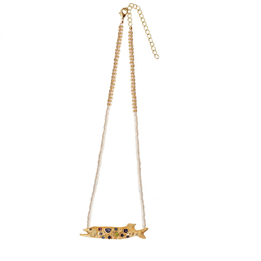 SALMON NECKLACE PEARL
