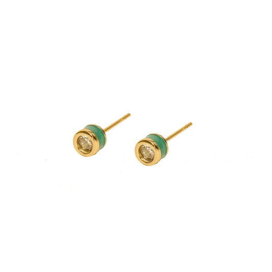 DIAMOND DARK GREEN STUDS